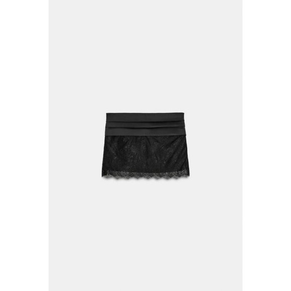 ZARA MINI SKIRT WITH CONTRAST LACE AND BOW DETAIL - Picture 6 of 7